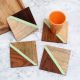 Handmade Brown and Green Wooden Coasters - Pack of 4